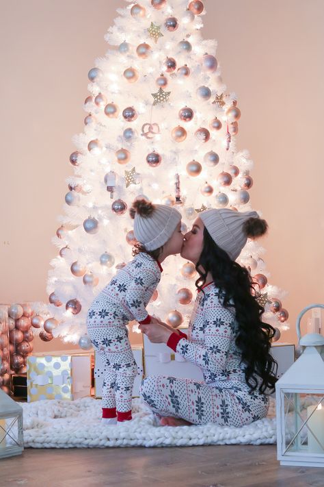 Mommy and Me matching organic snowflake Christmas pajamas matching pom hats Mommy And Me Christmas Pajamas, Christmas Photo Mom And Daughter, Mom And Toddler Christmas Photos, Mommy & Me Christmas Pictures, Mommy And Me Christmas, Mama And Me Christmas Pictures, Christmas Photoshoot Ideas Mommy And Me, Mommy Me Christmas Outfits, Mom And Me Christmas Photos