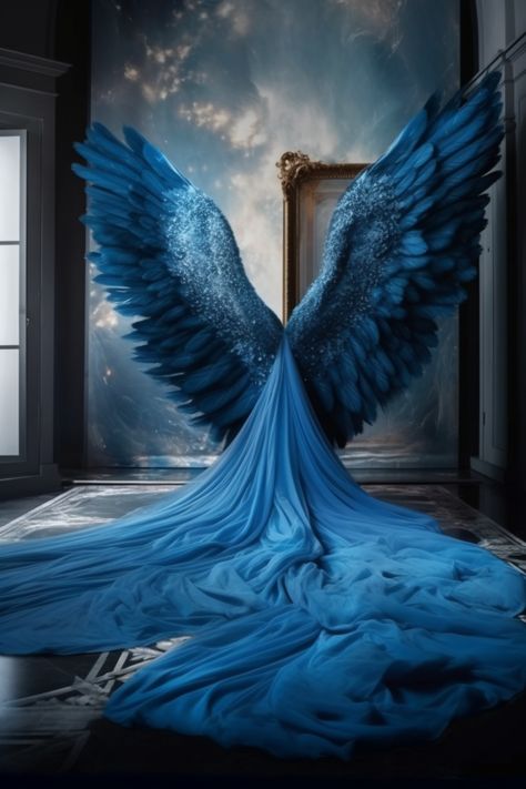 Blue Wings Angel, Angel Wings Hd, Fallen Aesthetic, Angel Wings Backdrop, Easy Procreate Art, Wings Backdrop, Angel Wings Photography, Blue Angel Wings, Fantasy Wings