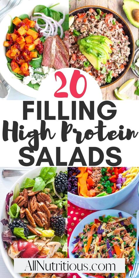 High Protein Salad Recipes, Protein Salads, High Protein Salad, Filling Salads, Salads For Lunch, Protein Salad Recipes, Healthy Lunch Salad, Low Calorie Salad, High Protein Salads