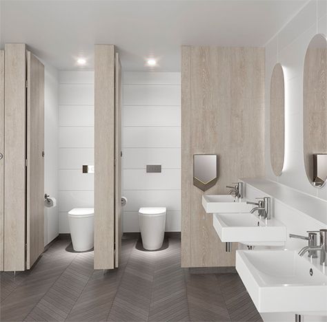 Cleanflush | Caroma Specify Office Bathroom Design, تصميم دورة مياه, Public Restroom Design, Commercial Bathroom Designs, Commercial Toilet, Best Kitchen Design, Restroom Design, Decor Eclectic, Public Bathrooms