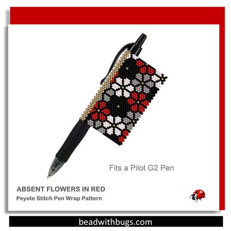 Beaded Pen Covers Patterns Free, Logo Pen, Pen Wraps, Flower Pens, Pen Pattern, Beaded Pens, Seed Bead Pattern, Seed Beading, Seed Bead Patterns