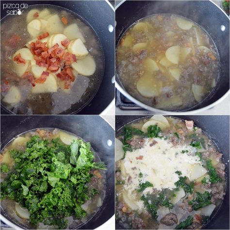 Zuppa toscana o sopa Toscana - Pizca de Sabor Sopa Toscana, Olive Garden, Palak Paneer, Paneer, Kale, Healthy Recipes, Ethnic Recipes