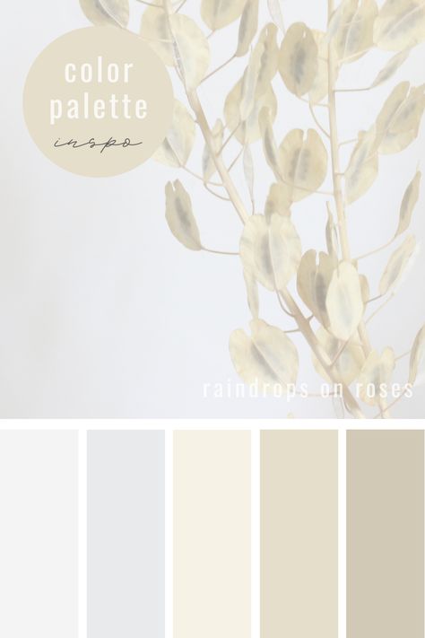 Color palette inspiration for this free printable wall art found on my website. Neutral Wall Color Palette, White Rose Color Palette, Light Colors Palette, Ivory Color Combinations, White Color Pallet, Light Colour Palette, Pale Color Palette, Soft Neutral Color Palette, Sabrina Concert