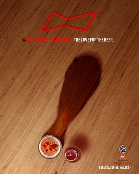 Budweiser: The Passion For The Game, The Love For The Beer • Ads of the World™ | Part of The Clio Network Clever Advertising, Beer Advertising, Beer Prints, Beer Ad, Budweiser Beer, Ad Of The World, Beer Poster, Publicidad Creativa, Food Content