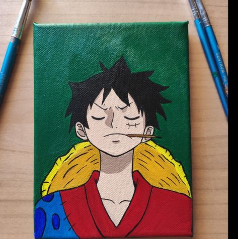 One Piece Luffy Canvas Painting, One Piece Anime Painting Easy, One Piece Anime Drawing Easy, One Piece Watercolor Art, One Piece Canvas Painting Anime, One Piece Painting Easy, Luffy Painting Easy, One Piece Painting Ideas, One Piece Acrylic Painting