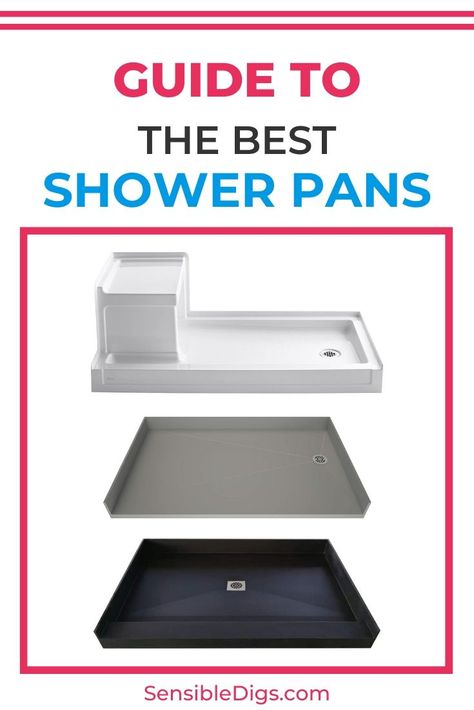 If you're installing a new shower or renovating an old one, you need to spend some time thinking about the shower pan you'll use. But they're not all created equal! Here's our guide to buying the best shower pan for your needs. Shower Basin Ideas, Best Shower Pan, Dark Shower Pan, Walk In Shower Pan, Cast Iron Shower Pan, Solid Surface Shower Pan, Shower Bases Pan, Tile Shower With Pan Floor, Shower With Shower Pan