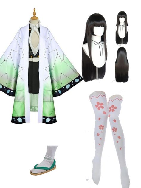 Demon Slayer Uniform Cosplay, Kny Outfit, Kimono Style Dress, Green Kimono, Kagawa, Dress Design Drawing, Clothing Design Sketches, Fandom Outfits, Anime Inspired Outfits