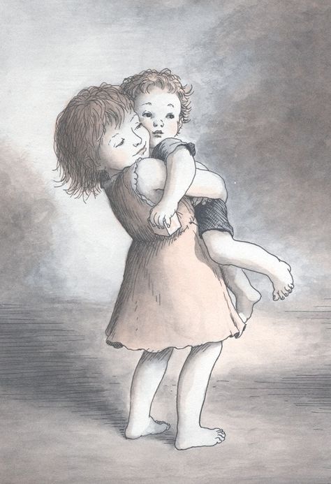 Great Books for Children: The Art of Garth Williams Big Sister Little Sister Art, Drawing Of Two Sisters, Big Sister Illustration, Drawings Of Sisters, Brother And Sister Drawing Art, Sisters Illustration Two, Sisters Art Illustration, Two Sisters Drawing, Sibling Painting