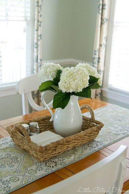 Little Bits of Home: The Clean Table Club More Kitchen Table Centerpiece Everyday, Kitchen Table Centerpiece Ideas, Farmhouse Table Centerpieces, Table Centerpieces For Home, Kitchen Table Centerpiece, Dining Room Centerpiece, Farmhouse Table Decor, Dining Room Table Centerpieces, Tafel Decor