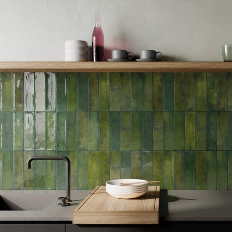 Metro Tiles Kitchen, Kitchen Tiles Floor, Grey Kitchen Tiles, Blue Kitchen Tiles, Brick Wall Tiles, Green Tile Bathroom, Luxury Bathroom Tiles, Blue Bathroom Tile, White Kitchen Tiles