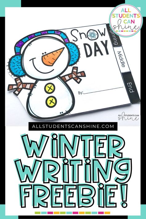 This winter themed writing freebie is a great way to get kindergarten and 1st grade writing the beginning, middle and end of a story. This snowman writing activity  comes in a fun, easy-to-assemble writing flip book format. Story Writing Grade 2, Winter Writing First Grade, If I Lived In A Snowglobe Writing, Winter Writing Kindergarten, Christmas Writing Activities Kindergarten, Sneezy The Snowman Activities Free, Snowman Writing Activity, Snowman Writing Activities, 1st Grade Writing Prompts