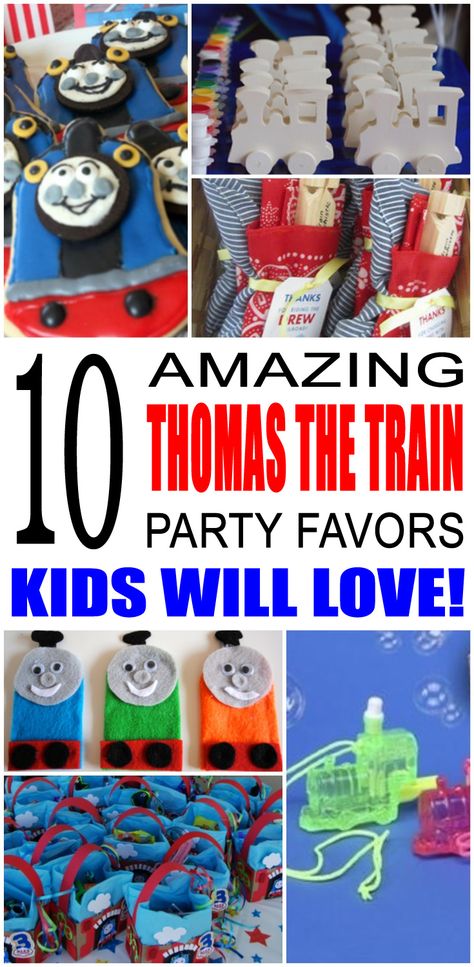 Fun thomas the train party favor ideas that kids and teens will love. Try these simple diy thomas the train party favors for boys and girls. Here are some easy gift bags, treat bags and more cute birthday ideas to say thank you to the friends of that special birthday child. Train Birthday Goodie Bags, Thomas The Train Party Favors, Train Theme Party Favors, Train Birthday Party Favors, Friends Party Favors, Birthday Decorations Diy, Train Diy, Train Party Favors, Thomas Birthday Parties