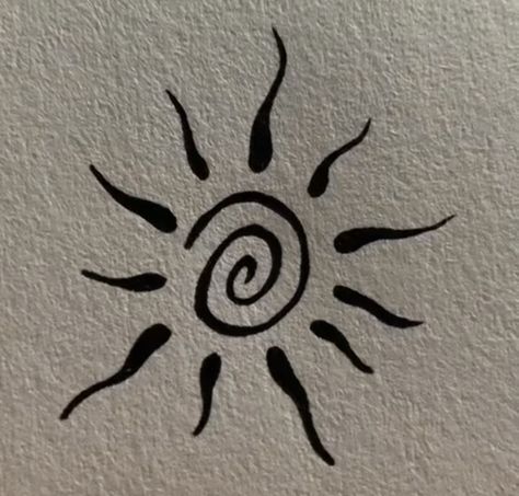 Sun Doodles Aesthetic, Earthy Doodles Easy, Sun Doodle Tattoo, Tattoo Marker Ideas Easy, Squiggly Sun Tattoo, Sun Moon Semi Colon, Inner Light Tattoo, Spiral Sun Tattoo Meaning, Swirl Sun Tattoo