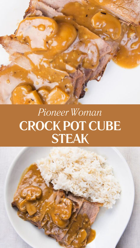 Pioneer Woman Crock Pot Cube Steak Pioneer Woman Cube Steak, Oven Cubed Steak Recipes, Crockpot Cubed Steak With Mushroom Gravy, Instant Pot Cube Steak Cream Of Mushroom, Crock Pot Cubed Steak Recipes, Cube Steak With Mushrooms And Onions, Crockpot Cube Steak Cream Of Mushroom, Cube Steak Crock Pot Recipes, Pork Cube Steaks