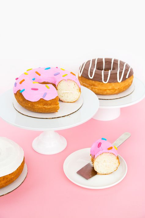 Giant Donut Cake: Three Ways Giant Donut Cake, Donut Bar Wedding, Donut Birthday Cake, Big Donuts, Giant Donut, Doughnut Party, Birthday 2023, Donut Cake, Wedding Donuts