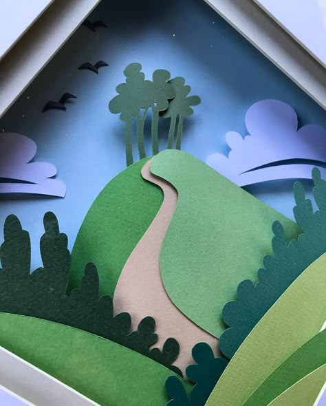 Graham Lester on Instagram: “Trees on a hill #papersculpture #papercut #art #countryside #Dorsit #hills” Forest Paper Art, Mountain Paper Craft, Paper Forest Trees, Layering Photos, Papercut Landscape, Forest Papercut, Art Countryside, Paper Cut Forest, Paper Scene