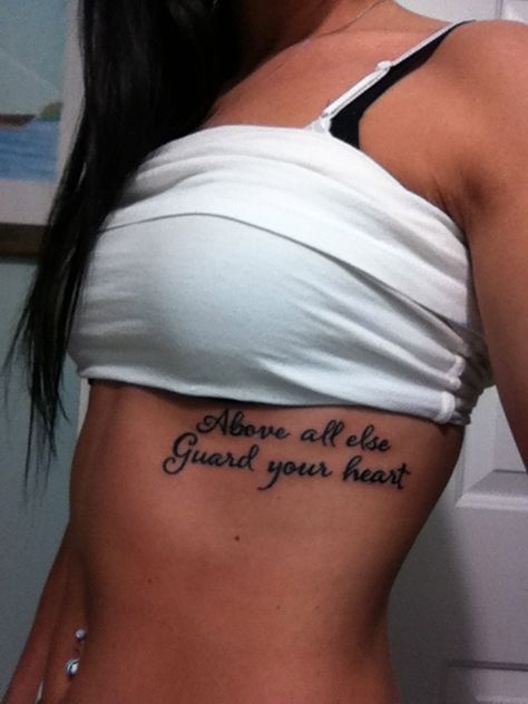 "Above all else Guard your heart" Over Heart Tattoo, Guard Your Heart Tattoo, Heart Quote, Sweet Tattoos, Guard Your Heart, Heart Tattoo, Cute Tattoos, Tattoos And Piercings, Tattoo Quotes