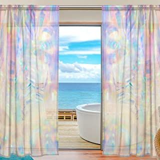 Amazon.com: villa home decor furniture - International Shipping Eligible Iridescent Decor, Semi Sheer Curtains, Window Curtains Bedroom, Holographic Iridescent, Curtain Backdrops, Curtain Fringe, Window Curtain Rods, Curtains Window, Drape Panel