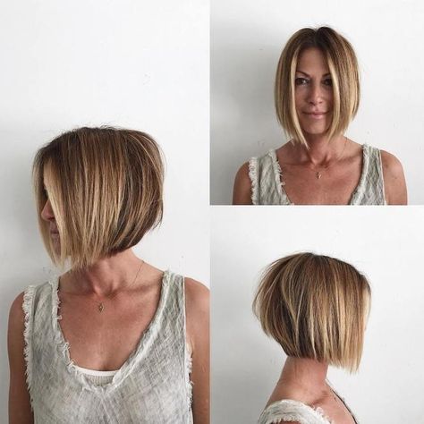 Centre-Parted Stacked Bob Current Hair Trends, Fine Hair Styles For Women, Hairstyles For Fine Hair, Asymmetrical Bob Haircuts, Fine Curly Hair, Layered Bob Short, Pixie Cut With Bangs, Choppy Bob Hairstyles, Center Part