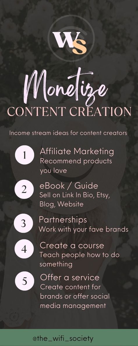 5 ways that content creators can make money and do what they love. Turn content creation into a full time business with these monetization ideas. Content Creating, Income Streams, Content Creators, Content Creation, 5 Ways, Social Media Manager, Full Time, Content Creator, Make Money