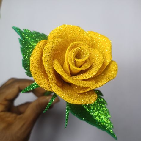 Rose Flower Making in Your Own Hand - How to Make a Rose with EVA Glitter Foam Sheet - DIY Paper Roses | Rosa, foam, tutorial | Rose Flower Making in Your Own Hand - How to Make a Rose with EVA Glitter Foam Sheet - DIY Paper Roses Today, I'm Sharing an Amazing Rose Flower Making... | By SmirchS Rose Flower Making, Paper Roses Diy, Foam Roses, Foam Sheets, Foam Flowers, Paper Roses, Eva Foam, Flower Making, A Rose