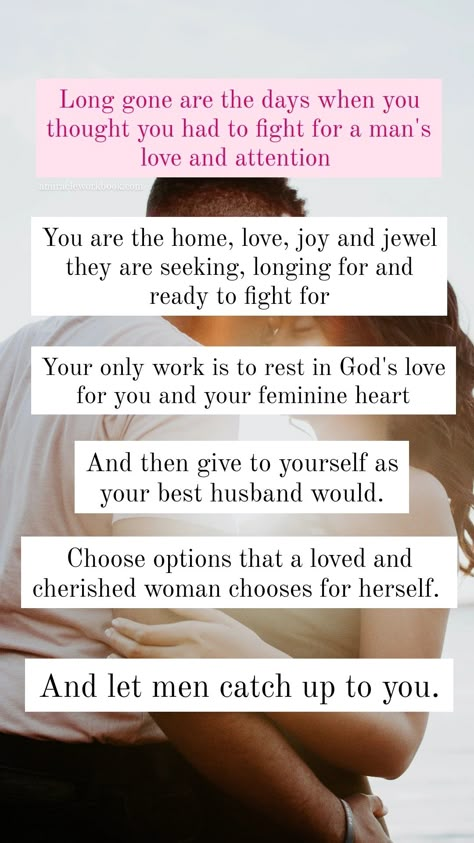 The path to a healthy safe relationship that feels amazing is simple. What most women who desire it need, is support when the fears come up along the way. The path consists of three steps: ​1. Healing the relationship with your heart and love​ ​ Learning to feel at home in your body and heart. Consistently feeling warm, open, safe, and excited about your dreams and the life you are creating for yourself (healing codependency). Being excited about the relationship you are moving toward and ... Healing While In A Relationship, How To Feel Secure In A Relationship, Feminine Energy In Relationships, How To Heal Wounded Feminine Energy, How To Balance Masculine And Feminine Energy, Femininity Tips, Marriage Advice Quotes, Dating Advice Quotes, Committed Relationship