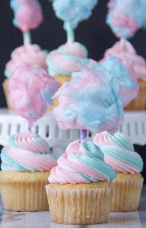 Cotton Candy Cupcakes Cotton Candy Cupcakes, Candy Cupcakes, Savory Cakes, Candy Cotton, Cake Ball, Candy Cupcake, Cake Mini, Salty Cake, Candy Desserts