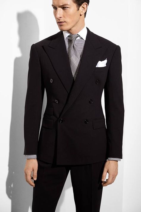 Ralph Lauren Purple Label Suits, Coat Suit For Men, Black Double Breasted Suit, Double Breasted Suit Men, Men Ootd, Filipino Clothing, Graphic Jackets, Stripe Suit, Ralph Lauren Suits