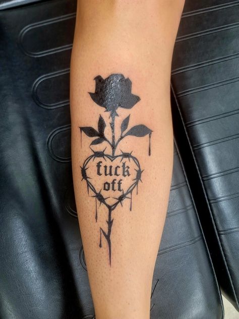 Idgaf Tattoo Ideas, Anti Love Tattoo, Anti Social Tattoo, Fragile Tattoo, Ems Tattoos, Tattoo Disney, Love Yourself Tattoo, Kabir Singh, Shin Tattoo