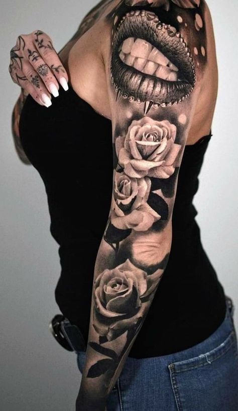 Arm Sleeve Tattoos For Women, Chicano Tattoos Sleeve, Gangsta Tattoos, Tattoos Mandala, Tattoos For Women Half Sleeve, Artist Tattoo, Leg Tattoos Women, Dope Tattoos For Women, Tattoo Ideas Female