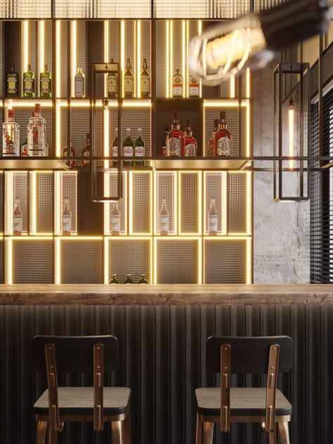 "Contemporary Bar in Almaty" by Studio: Roman Sinitsa / 24.2018 -  Designer / Architect: ATO studio & Forms Architects David Grutman, Goodtime Hotel, Bar Counter Design, Studio House, Bar In Casa, Almaty Kazakhstan, Bar Inspiration, Bar Interior Design, Luxury Bar