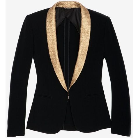 Rag & Bone Sliver Tuxedo Jacket With Gold Shawl Collar Gold Tuxedo Jacket, Gold Tuxedo, Bright Blazer, Gold Shawl, Gold Suit, Gold Blazer, Best Blazer, Gold Jacket, Gold Brocade