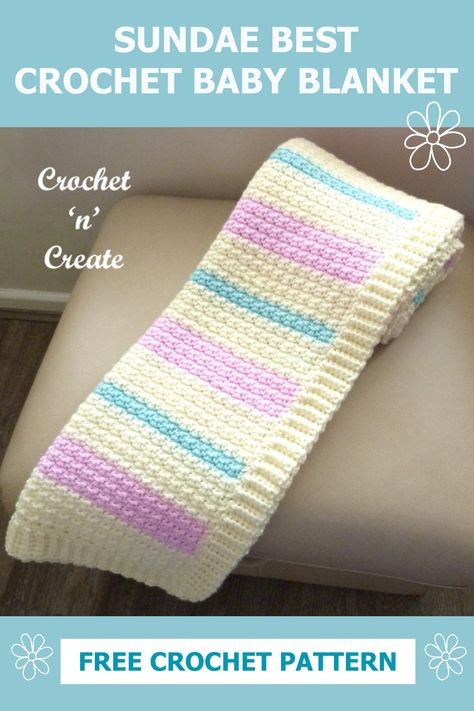 Sundae best crochet baby blanket - Free crochet pattern Receiving Blankets Crochet, Crochet Baby Swaddle Blanket Pattern Free, Crochet Crib Blanket Pattern Free, Crochet Swaddle Blanket Pattern Free, Cro Het Baby Blanket, Crochet Swaddle Blanket, Easy Crochet Baby Blanket Free Pattern, Crochet Baby Shawl, Baby Afghan Patterns