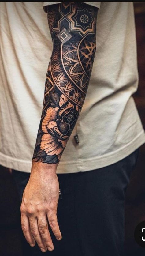 Full Sleeve Ideas, Calf Tattoo Ideas, Geometric Tattoo Leg, Mandala Tattoo Men, Brother And Sister Tattoo Ideas, Geometric Tattoo Sleeve Designs, Sister Tattoo Ideas, Geometric Tattoo Pattern, Mangas Tattoo