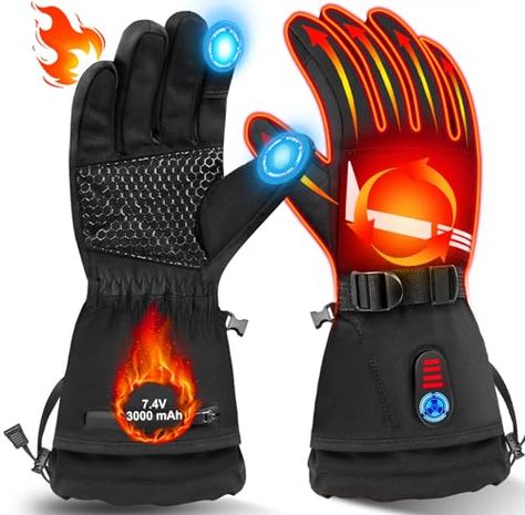 Heated Gloves for Men Women,Rechargeable Heated Gloves 7.4V 3000mAh Electric Motorcycle Heated Gloves,Camping Hand Warmers Warm Touchscreen Glove for Outdoor Cycling Skiing Hiking Working Sport - L Fishing Gloves, Heated Socks, Snow Gloves, Gloves For Men, Hunting Camp, Heated Gloves, Winter Cycling, Ski Gloves, Winter Sport