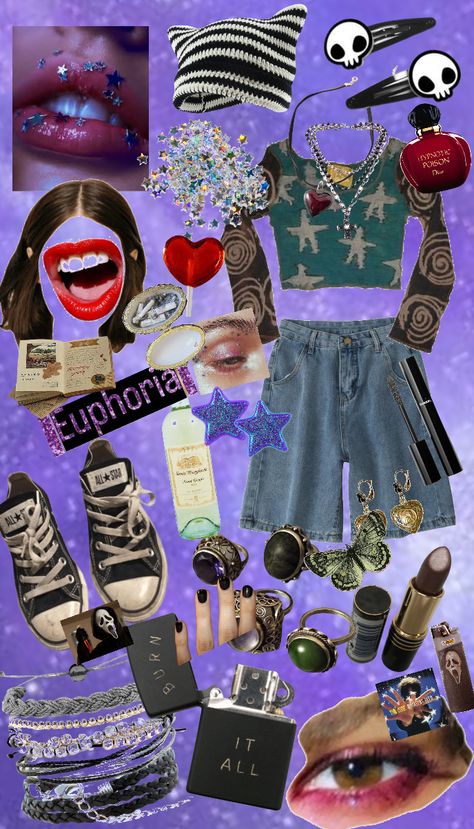 Euphoria Outfits, School Ootd, Yeri Mua, Chanel Mascara, Grunge Accessories, Fox Hat, Goth Necklace, Crochet Hat For Women, Cat Beanie