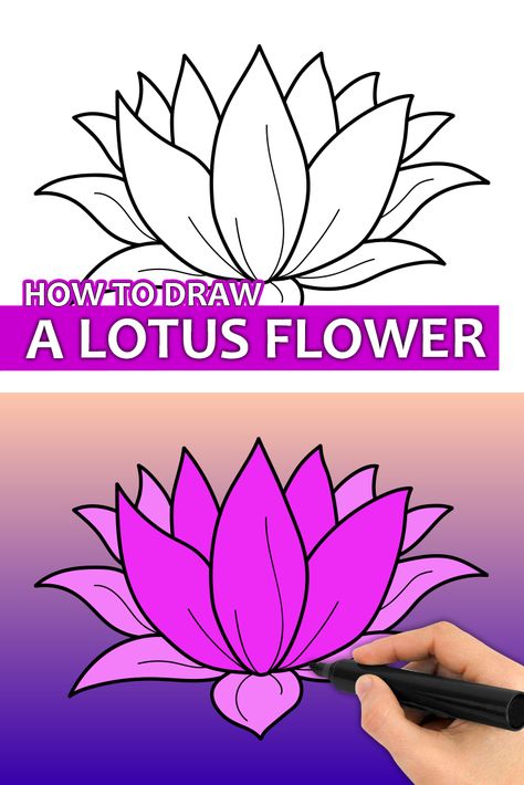 Learn how to draw a Lotus Flower with this step by step drawing tutorial video. Enjoy! ♥ #lotusflower #lotusflowerdrawing #lotusflowerart #flower #easydrawingforkids Drawing A Lotus Flower, Lotus Flower Painting Acrylics Easy, How To Paint Lotus Flower Acrylic, Lotus Flower Painting Easy, How To Draw A Lotus Flower, Lotus Flower Art Design, Lotus Flower Painting Acrylics, Lotus Flower Sketch, Draw A Lotus Flower