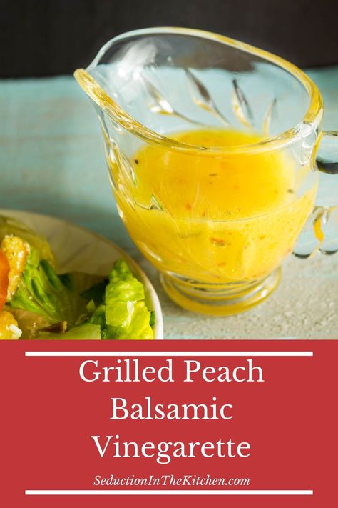 Grilled Peaches Balsamic, Peach Salad Dressing, Balsamic Vinegarette, Balsamic Vinegar Recipes, Balsamic Vinaigrette Recipe, Flavored Vinegars, Grilled Peach Salad, Vinegar Salad Dressing, Salad Dressing Recipes Healthy