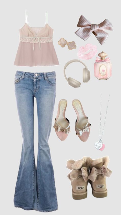 Uggs Aesthetic, Fashion Coquette, Girly Fits, Pink Uggs, Coquette Girl, Cute Outfits With Jeans, Lululemon Outfits, 2000s Outfits, Coquette Pink