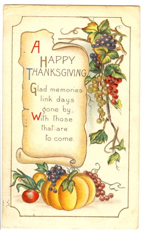 Vintage Thanksgiving Postcard | bulldoggrrl | Flickr Vintage Thanksgiving Cards, American Thanksgiving, Vintage Happy New Year, Thanksgiving Vintage, Thanksgiving Pictures, Thanksgiving Art, All Souls Day, Pumpkin Coloring Pages, Thanksgiving Card