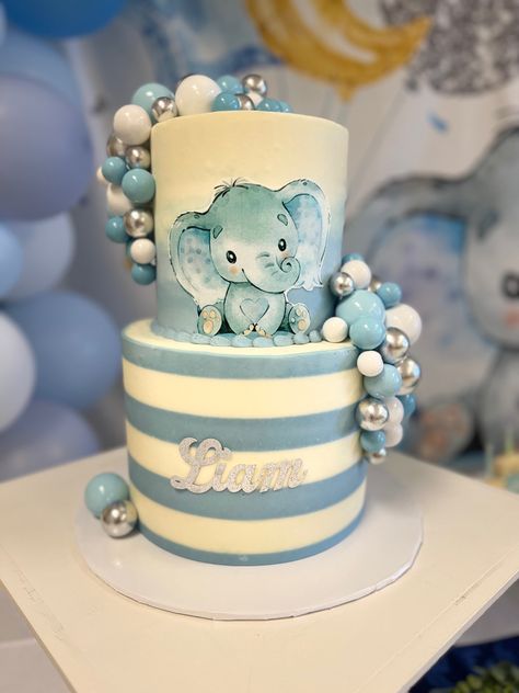 A special cake for a special baby boy, my new great nephew, Liam Wayne 💙 Baby Shower Elephant Theme Boy, Baby Shower Cakes Boy, Elephant Theme Cake, Elephant Themed Cake, Elephant Cake, Elephant Cake Ideas, Elephant Baby Shower Cake Boy, Birthday Cake Elephant Theme, Elephant Cake Ideas Birthdays