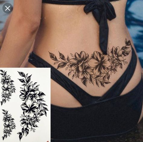 Flower Tattoos Lower Back, Floral Lower Back Tattoo Women, Women’s Lower Back Tattoo, Womens Lower Back Tattoos, Beautiful Lower Back Tattoos, Lower Back Tattoos Flower, Tramp Stamp Cover Up Tattoos Before And After, Lower Back Tattoos For Women Unique, Lower Back Tats