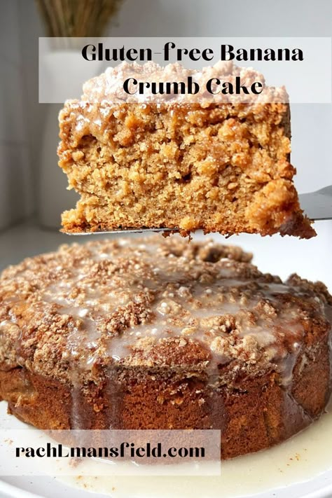 Gluten-free Banana Crumb Cake Banana Bread Coffee Cake, Coffee Banana Bread, Banana Crumb Cake, Crumb Coffee Cakes, Banana Coffee Cakes, Gluten Free Banana Muffins, Brunch Dessert, Crumb Cake Recipe, Banana Dessert Recipes