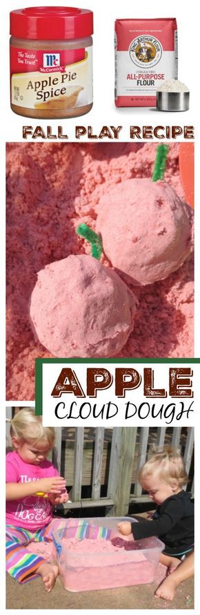 Apple cloud dough recipe for play. This takes seconds to make, and the kids will play for hours! Apple Cloud Dough, Cloud Dough Recipe, Apple Lesson Plans, Apple Week, Preschool Apple Theme, Apple Lessons, Fall Lesson Plans, Apple Preschool, Apple Unit