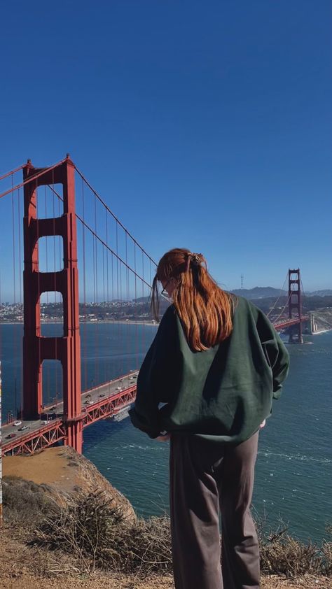 Golden Gate Aesthetic, Battery Spencer San Francisco, San Francisco Winter Outfit Women, San Francisco Instagram Pictures, San Francisco Photo Ideas, Golden Gate Bridge Picture Ideas, San Francisco Picture Ideas, San Francisco In November, Meant To Be Book