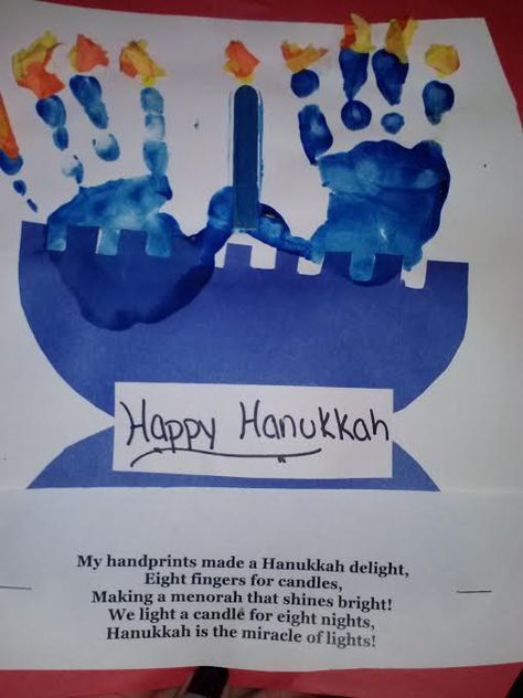 hanukkah poem and handprint menorah Hanukkah Lessons, Hanukkah Activities Preschool, Hanukkah Preschool, Hannukah Crafts, Hand Print Art, Hanukkah Activites, Chanukah Menorah, Hanukkah Art, Jewish Crafts