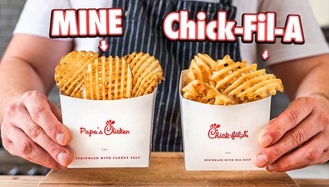 Chickfila Fries Recipe, Chick Fil A Fries Recipe, Waffle Fries Recipe, Family Weekend Breakfast, Homemade Grilled Cheese, Fries At Home, Flakey Salt, Chick Fil A Sauce, Chicken Nugget Recipes