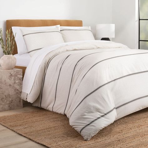 Amazon.com: Nate Home by Nate Berkus 250TC Glen Plaid Duvet Cover Set | All-Season Cotton - Full/Queen Size - from mDesign - 3 Piece - Includes 1 Duvet Cover, 2 Pillow Shams, Pearl Multi (Cream/Beige) : Home & Kitchen Cotton Comforter Set, Bedding Decor, Perfect Bedding, Nate Berkus, King Comforter Sets, Cotton Comforters, Sateen Sheets, Cotton Duvet Cover, Cotton Duvet