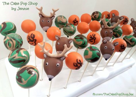 Hunting and camouflage cake pops. Deer Hunting Cake, Bites Ideas, Camo Cakes, Camo Cake, Hunting Cake, Fudge Pops, Custom Cake Pops, Candy Creations, Cookie Balls