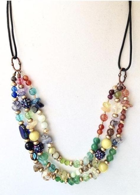 Boho Leather Necklace, Necklace Leather Cord, Leather Beaded Necklace, Necklaces Ideas, Chasing Rainbows, Necklaces Beaded, Artisan Jewelry Necklaces, Necklace Leather, Leather Corded Necklace